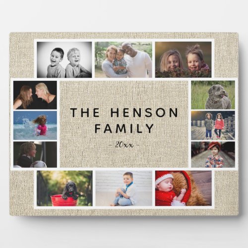 Rustic Yearly Family Keepsake Photo Collage Custom Plaque