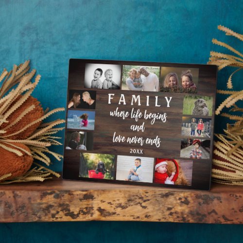 Rustic Yearly Family Saying Keepsake Photo Collage Plaque