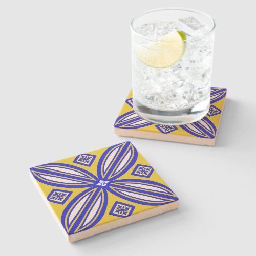 Rustic  Yellow And Blue Spanish Tile Coaster