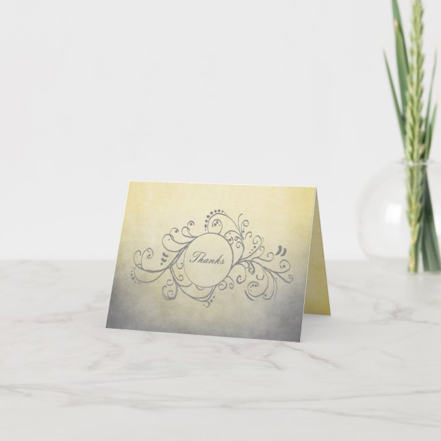 Rustic Yellow and Grey Bohemian Thank You Note (Front)
