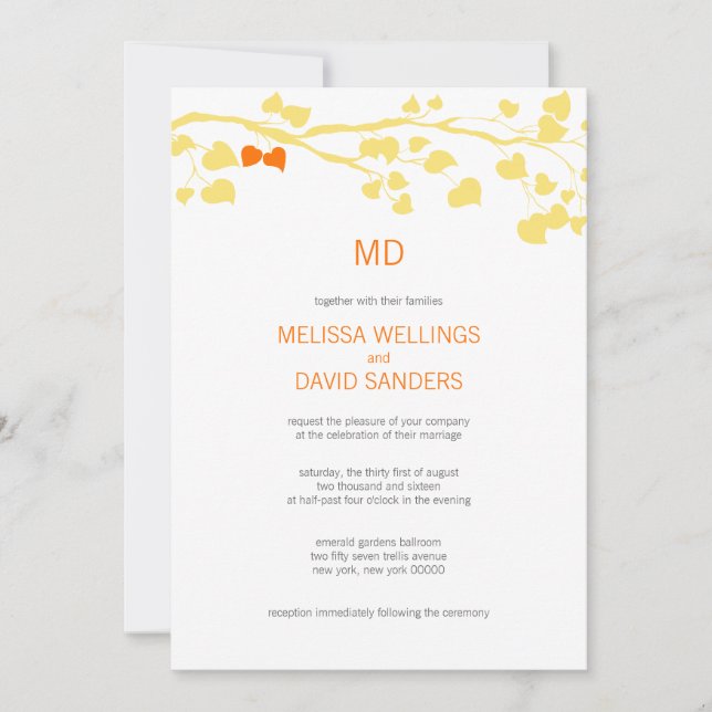 Rustic Yellow And Orange Fall Wedding Template (Front)