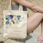 Rustic Yellow Blue Watercolor Floral Wedding Tote Bag at Zazzle