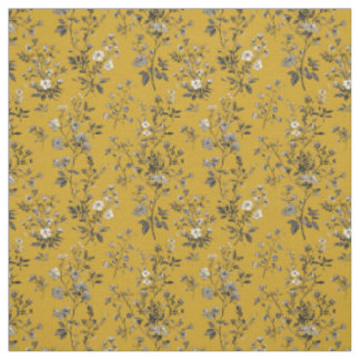 Rustic Yellow Botanical Bold Vintage Boho Floral Fabric