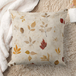 Rustic Yellow-Brown Leaves with Vintage Fall Vibes Throw Pillow