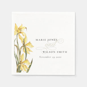 Rustic Yellow Daffodil Floral Watercolor Wedding Napkins