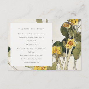 Rustic Yellow Daffodil Floral Wedding Reception Enclosure Card