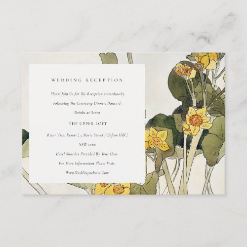 Rustic Yellow Daffodil Floral Wedding Reception Enclosure Card
