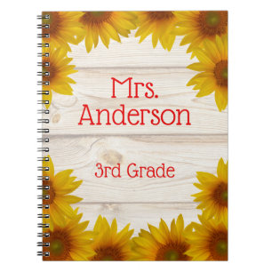 Rustic Yellow Daisies Teacher Notebook
