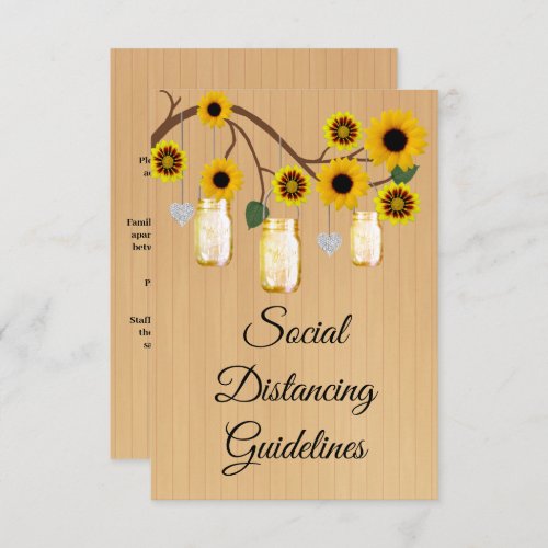 Rustic Yellow Floral Mason Jars Safety Measures Enclosure Card