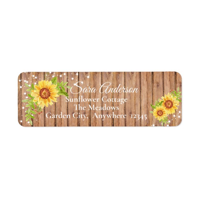 Rustic Yellow Floral Sunflower Address Label (Front)