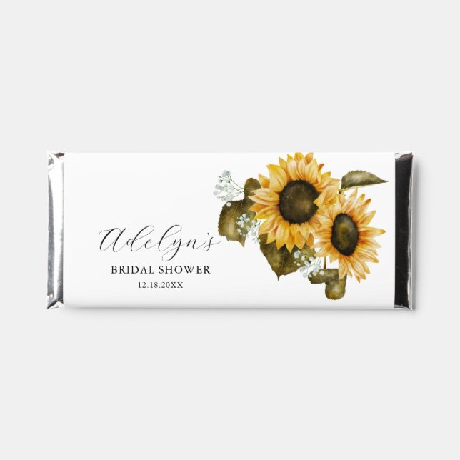 Rustic Yellow Floral Theme Bridal Shower  Hershey Bar Favors (Front)