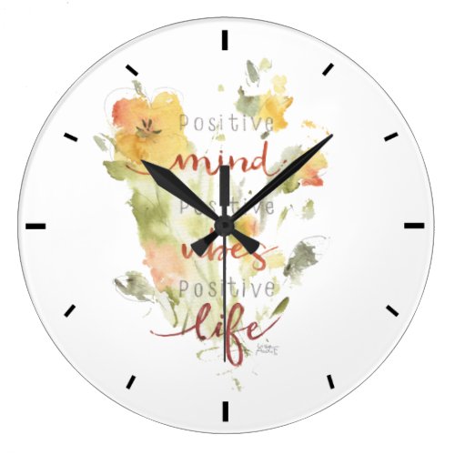 Rustic Yellow Floral Watercolor Quote Large Clock