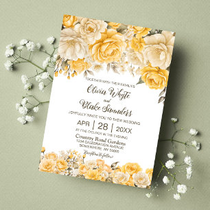 Rustic Yellow Floral Wedding Invitation