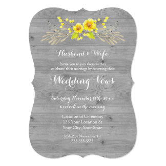 Rustic Yellow Floral Wood Vow Renewal Invitation Rustic Yellow Floral Wood Vow Renewal Invitation