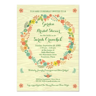 Rustic Yellow Floral Wreath Bridal Wedding Shower Card