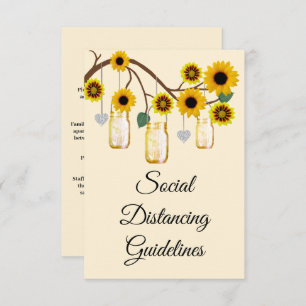 Rustic Yellow Flowers Mason Jar Safety Measures Enclosure Card