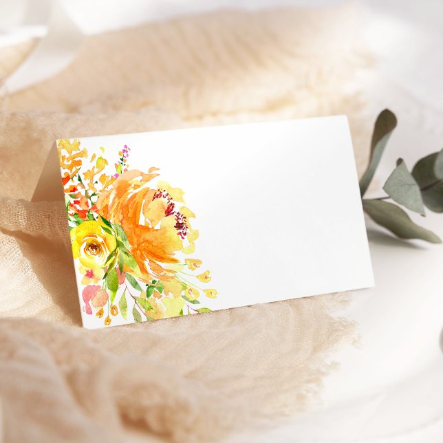 Rustic Yellow Flowers Watercolor Wedding Place Card (Creator Uploaded)