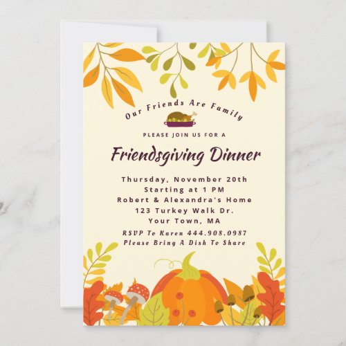 Rustic Yellow Friendsgiving Feast Dinner Party Invitation