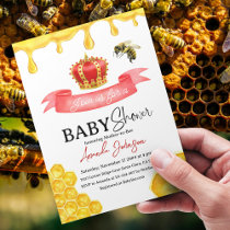 Rustic Yellow Honey Comb Red Crown Bee Baby Shower Invitation