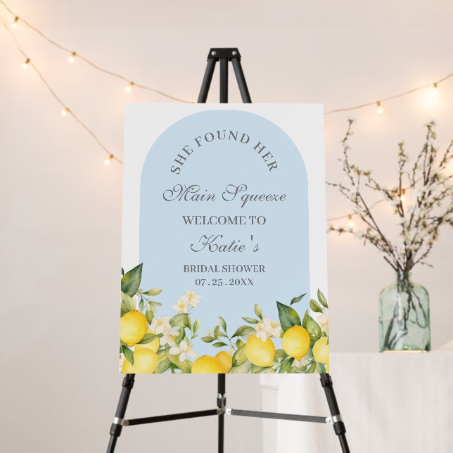 Rustic Yellow Lemon Bridal Shower Welcome Sign (In Situ (Stand))