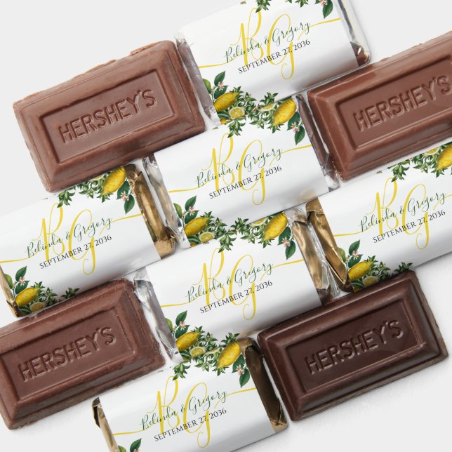 Rustic Yellow Lemon & Foliage Greenery Wedding Hershey's Miniatures (Assorted)