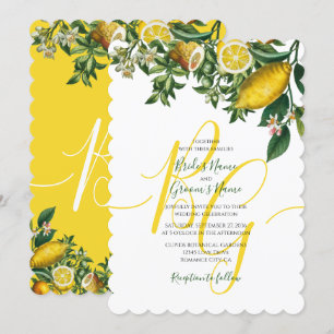 Rustic Yellow Lemon & Foliage Greenery Wedding Invitation