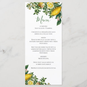 Rustic Yellow Lemon & Foliage Greenery Wedding Menu