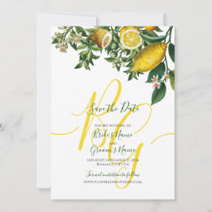 Rustic Yellow Lemon & Foliage Greenery Wedding Save The Date