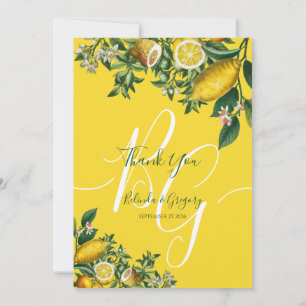 Rustic Yellow Lemon & Foliage Greenery Wedding Thank You Card