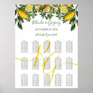 Rustic Yellow Lemon Greenery Wedding Seating Chart