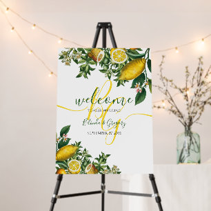 Rustic Yellow Lemon Greenery Wedding Welcome Sign