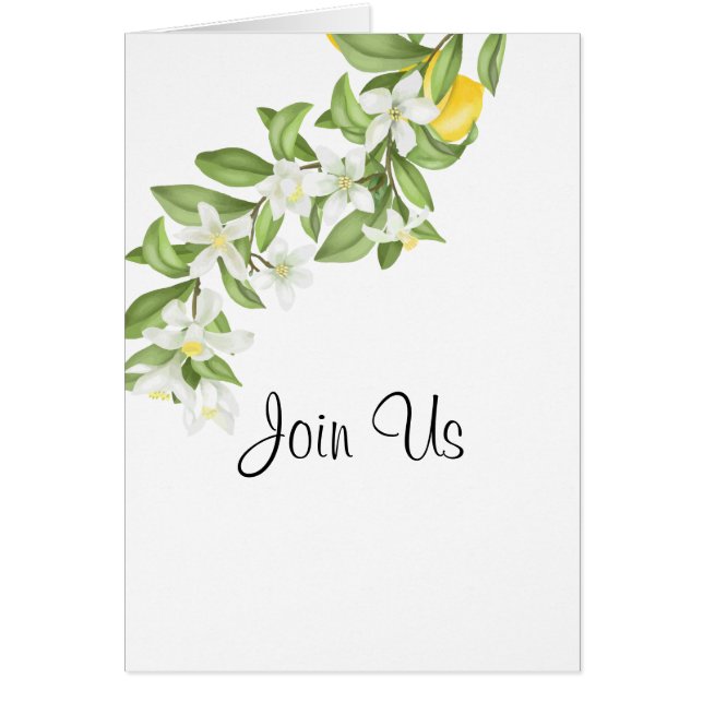 Rustic Yellow Lemons and Foliage Wedding  Cards (Front)