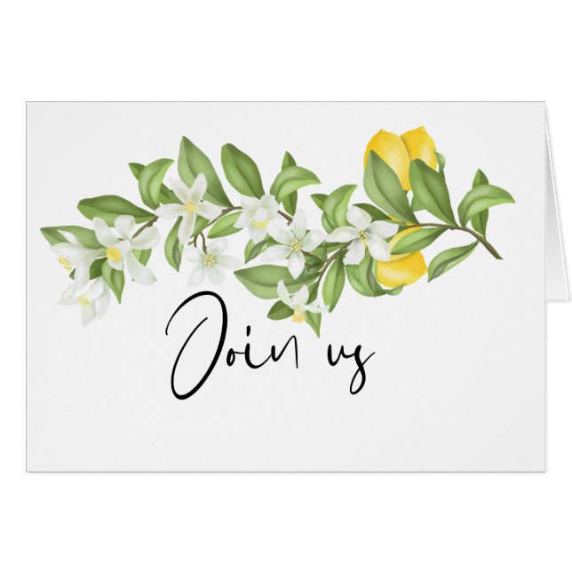 Rustic Yellow Lemons and Foliage Wedding  Cards (Front Horizontal)