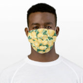 Rustic Yellow Lemons on Pale Yellow Adult Cloth Face Mask (Worn)