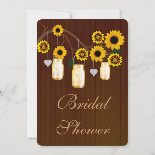 Rustic Yellow Mason Jars Bridal Shower Invitation