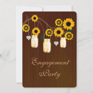 Rustic Yellow Mason Jars Engagement Party Invite