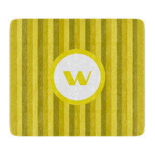 Rustic Yellow Monogram & Stripes Cutting Board