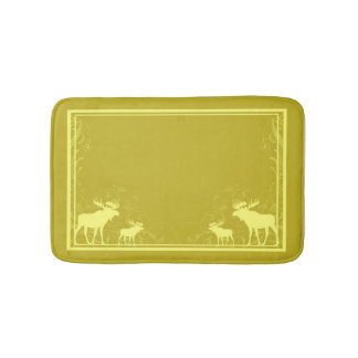 Rustic yellow moose swirl memory foam bath mat