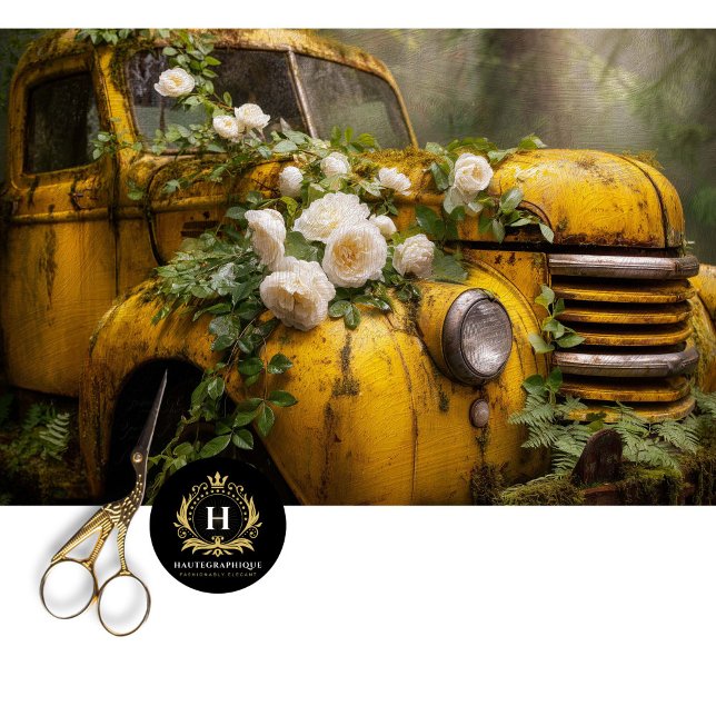 Rustic Yellow Rose Truck Decoupage Tissue Paper (Creator Uploaded)