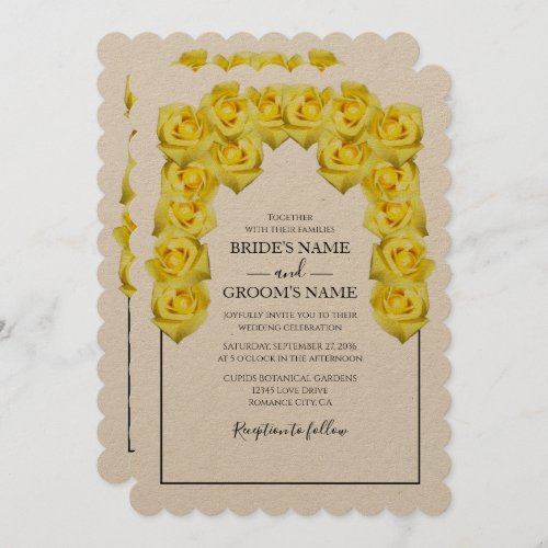 Rustic Yellow Roses Wedding Invitations