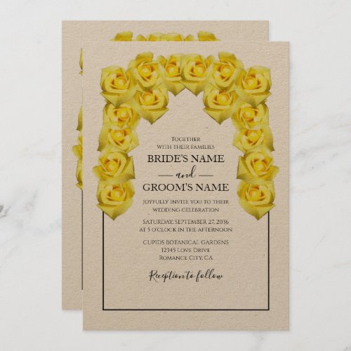 Rustic Yellow Roses Wedding Invitations