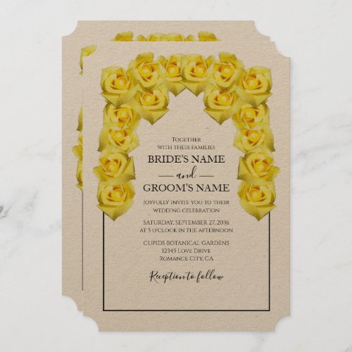 Rustic Yellow Roses Wedding Invitations