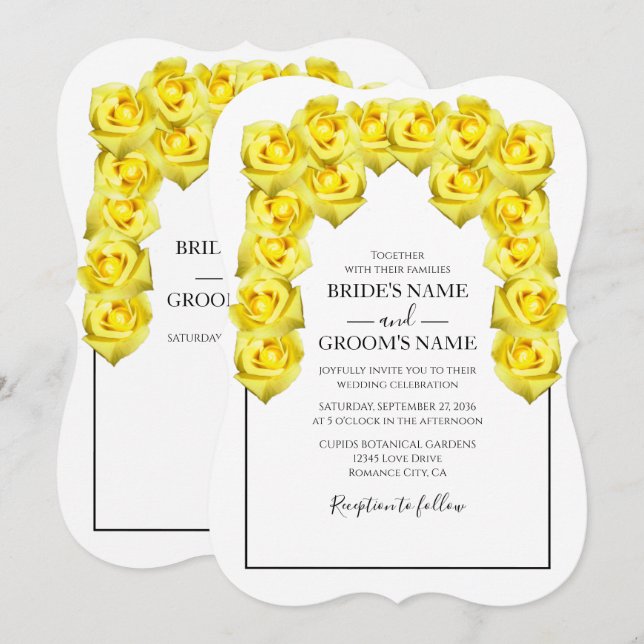 Rustic Yellow Roses Wedding Invitations (Front/Back)