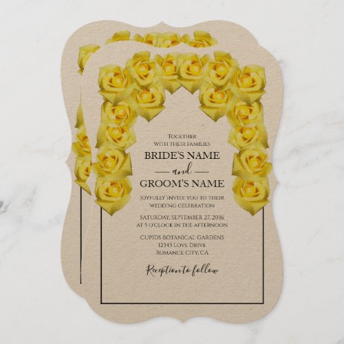 Rustic Yellow Roses Wedding Invitations