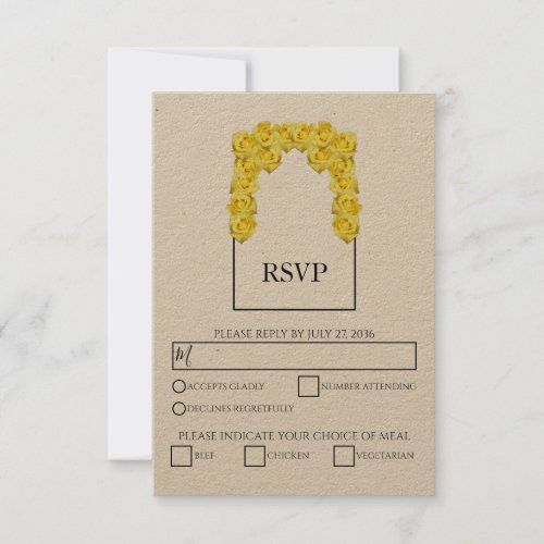 Rustic Yellow Roses Wedding RSVP Cards