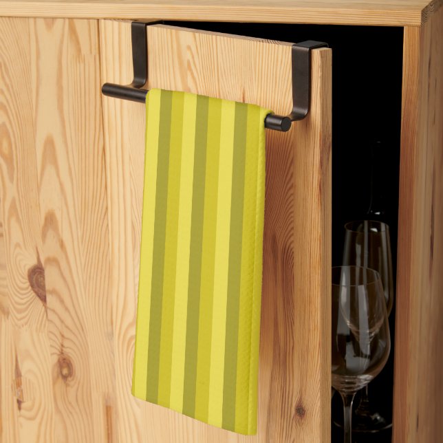 Rustic Yellow Striped Kitchen Towel (Thirds Fold)