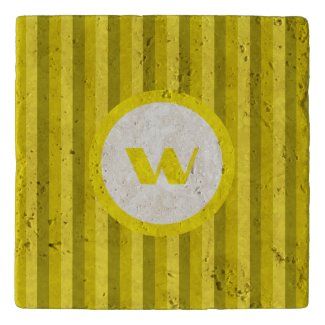 Rustic Yellow Striped Stone Trivet with Monogram