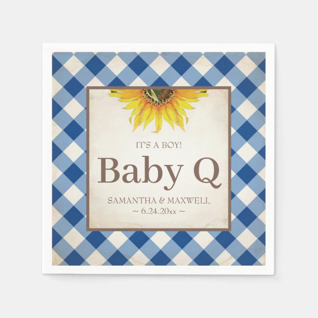Rustic Yellow Sunflower Baby Q Napkins (Front)