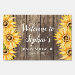 Rustic Yellow Sunflower Baby Shower Welcome Sign