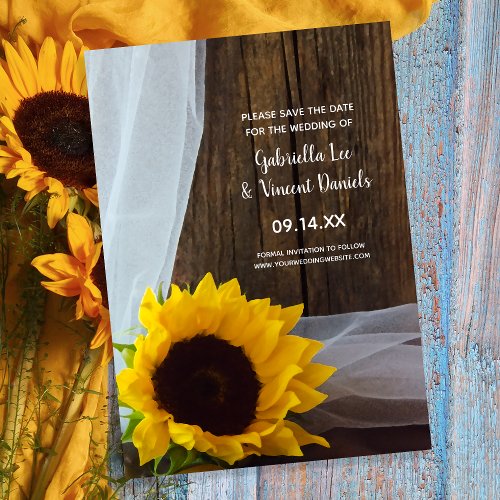 Rustic Yellow Sunflower Barn Wedding Save the Date